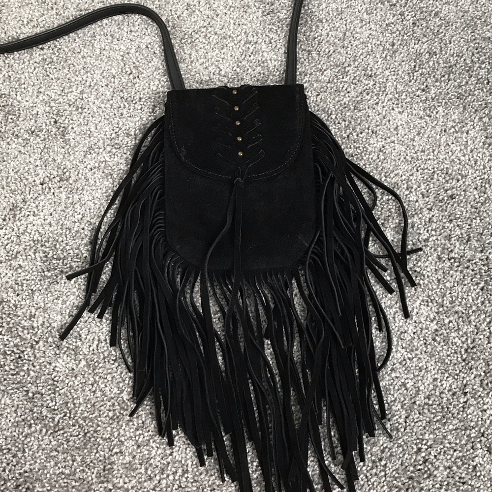 Lucky Brand Black Fringe Crossbody Bag
